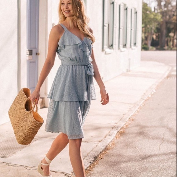 Gal Meets Glam Helena Blue Ruffle Dress Julia Berolzheimer | 8 - Picture 1 of 12